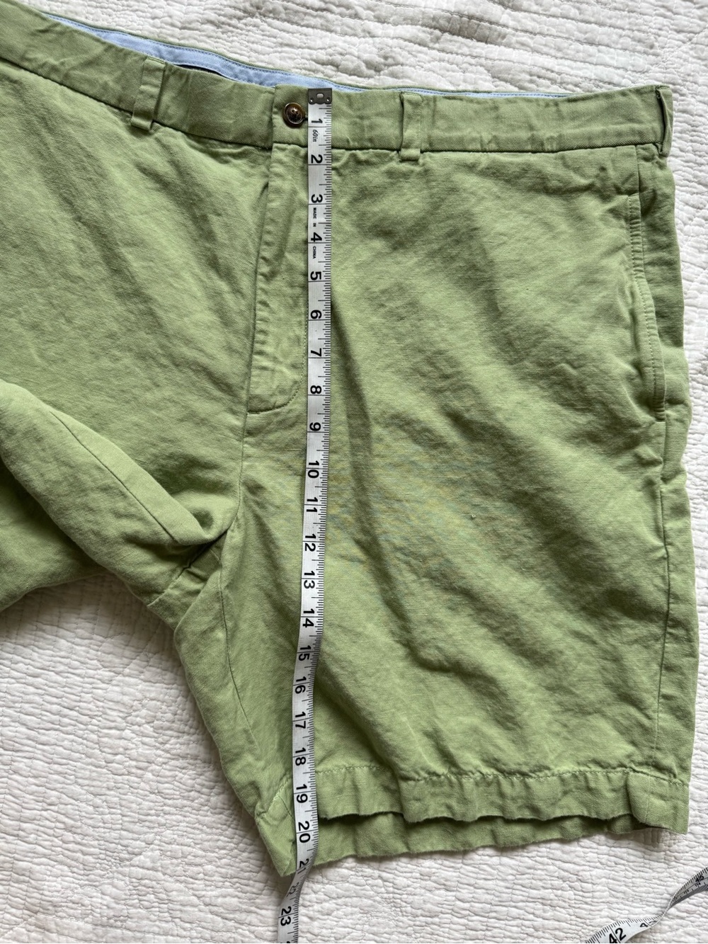 Men's Brooks Brothers Light Green Linen Blend Shorts, W40 - Picture 5 of 5